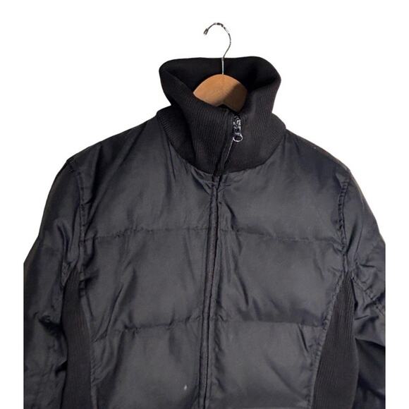 Old Navy Puffer Coat Size Medium Vintage Black Side Panels Down Feather FLAWED - Picture 6 of 13